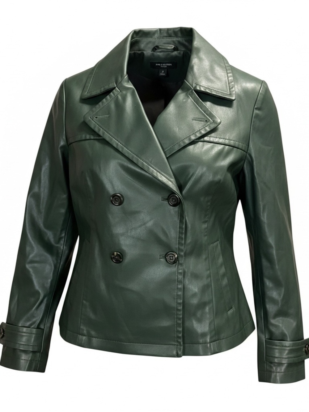 Ann Taylor Women's Dark Green Faux Leather Moto Jacket